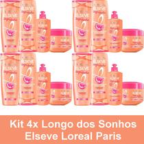 Kit 4x Hidratação Capilar Loreal Paris Longo dos Sonhos Shampoo 200ml + Condicionador + Creme Pentear + Creme Tratamento