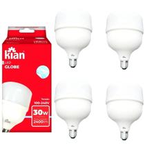 Kit 4X Lâmpada Led Bulbo 30W Branca Fria 6.500K E27 Bivolt