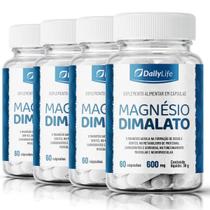 kit 4x Magnésio Dimalato - 60 Cápsulas, Auxilia no Meta bolismo, Concentração e Imu nidade, com 260mg de Magnésio, Livre de Glúten
