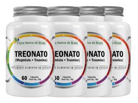 Kit 4x Magnésio L Treonato Puro Concentrado 240 Cápsulas 600mg Flora Nativa do Brasil