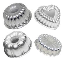 Kit 4x Mini Forma Bolo Coração, Suiça 1 E 2 Charlote 9x4cm