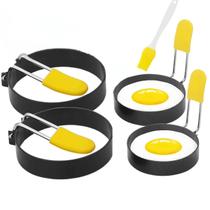 Kit 4x Molde Ovo Frito Hamgurguer Aro Redondo Inox Dobrável