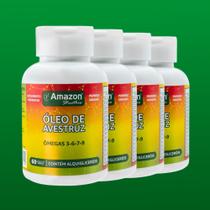 Kit 4x Óleo de Avestruz em Cápsulas 60cps Ômega 3, 6, 7 e 9 -
