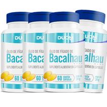 Kit 4x Óleo de Fígado de Bacalhau Original Suplemento Alimentar Natural 100% Puro Vitamina Vit A D - 60 Cápsulas 250mg