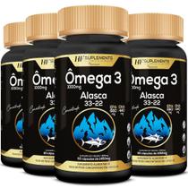Kit 4X Omega 3 Oleo De Peixe Concentrado Sem Sabor 60Caps - HF Suplements