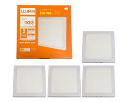 Kit 4x Painel De Sobrepor Home Led Quadrado 18W 6,5K Bivolt 22,5 x 22,5Cm Llumm Bronzearte