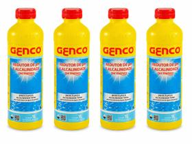 Kit 4x pH Menos Liquido Genco 1 Litro Limpeza Piscina