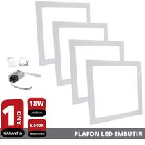 Kit 4X Plafon Painel Led 18w Branco Frio Quadrado Embutir - ECONOMAX