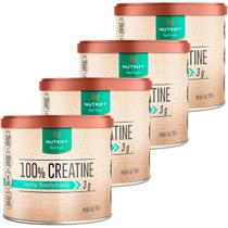 Kit 4x Potes 100% Creatine - Creatina Pura Monohidratada 300g Suplemento Alimentar em Pó Natural Nutrify
