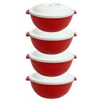 Kit 4x Potes Saladeira Com Tampa Resistente Durável - FREE BPA