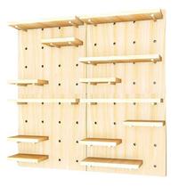 Kit 4X Prateleira Painel Pegboard Madeira 40X40 Cm Moai