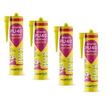 KIT 4x PU40 Adesivo Selante Multiuso Quartzolit 360g vidros, esquadrias de alumínio, granito, cubas, concreto.