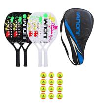 Kit 4x raquete de beach tennis ianoni 100% carbono + bolsa e bolinhas