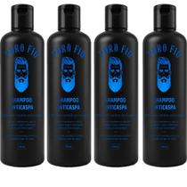 Kit 4x Shampoo Anticaspa Puro Fio 250ml - 3 em 1 para Cabelo, Barba e Bigode - Pronta Entrega