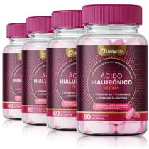 Kit 4x Suplemento Acido Hialuronico + Vitaminas C E e Biotina 60 Comprimidos Zero Açúcar Sem Glúten