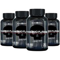 Kit 4x Thermo Flame Queimador De Gordura 60 Caps Black Skull
