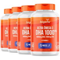 Kit 4x Ultra Ômega 3 Dha 1000mg Epa 400mg Meg3 60 Cápsulas Bigens Kit 4x Ultra Ômega 3 Dha 1000mg Epa 400mg Meg3 60 Cápsulas Bigens