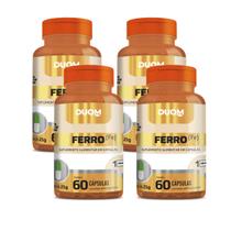 Kit 4x unidades Frascos Ferro FE Suplemento Alimentar Natural Vitamina 100% Original - 240 Capsulas Duom