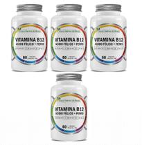 Kit 4x Vitamina B12 Ácido Fólico Ferro 60 cápsulas Flora Nativa do Brasil