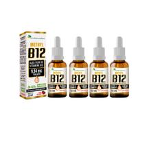 Kit 4x Vitamina B12 Metilcobalamina 9,94mcg 4x20ml Morango Flora Nativa