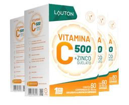 Kit 4x Vitamina C Zinco Quelato 60 comprimidos Lauton