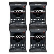 Kit 4x Whey Protein Baunilha, Morango, Chocolate e Cookies and Cream 900g Black Skull