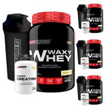 KIT 4x Whey Protein Waxy Whey 900g + 4x POWER Creatina 100g + 4x Coqueteleira - Bodybuilders