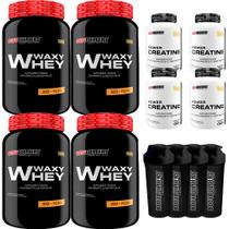 KIT 4x Whey Protein Waxy Whey 900g + 4x POWER Creatina 100g + 4x Coqueteleira - Bodybuilders