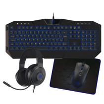 Kit 4x1 hoopson tpc-067az teclado mouse headset e mouse pad azul