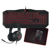 Kit 4x1 hoopson tpc-067vm teclado mouse headset e mouse pad vermelho