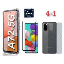 Kit 4X1 Samsung Galaxy A72 5G - Capa Transparente TPU + Película de Vidro Frontal 3D + Pelicula Nano Gel Câmera Traseira