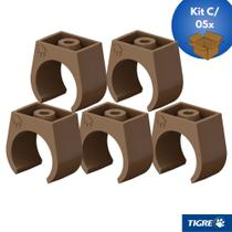 Kit 5 Abraçadeira De Encaixe Para Tubos Soldável E Eletrodutos PVC Marrom 1/2" De 20 mm Tigre
