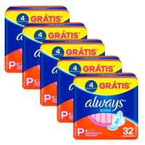 Kit 5 Absorvente Always Super Proteção Cobertura Suave - 160 Unidades