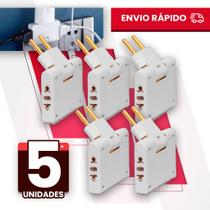 Kit 5 Adaptador Articulado Deslocado benjamin 10A Resistente Bivolt universal resistente T para casa