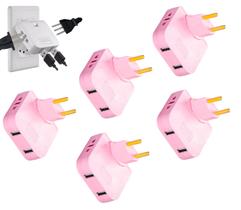Kit 5 Adaptador Articulado USB Benjamin Movel Tomada 4 Saídas 3 Pinos Bivolt Padrão NBR 10a Rosa Kit 5 Adaptador Articulado USB Benjamin Movel Tomada 4 Saídas 3 Pinos Bivolt Padrão NBR 10a Rosa