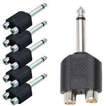 Kit 5 Adaptador De Áudio P10 Mono Macho Para 2 Rca Fêmea Kit 5 Adaptador De Áudio P10 Mono Macho Para 2 Rca Fêmea