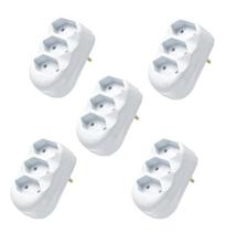 Kit 5 Adaptador Focinho Tomada Plug T Em Barra 2 Pinos 10A