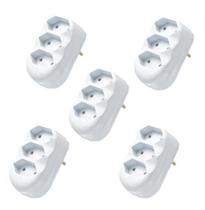 Kit 5 Adaptador Focinho Tomada Plug T Em Barra 2 Pinos 10a Kit 5 Adaptador Focinho Tomada Plug T Em Barra 2 Pinos 10a