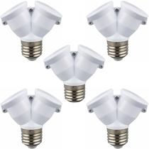 Kit 5 adaptador receptaculo bocal soquete duplo e27 para 2 lampada Kit 5 adaptador receptaculo bocal soquete duplo e27 para 2 lampada