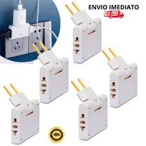 kit 5 Adaptador Tomada Dobravel Articulado benjamin 10A Resistente Bivolt universal resistente T para casa