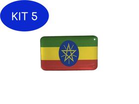Kit 5 Adesivo resinado bandeira da Etiópia 9x6 cm