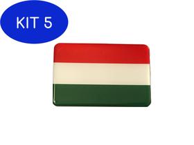 Kit 5 Adesivo resinado da bandeira da Hungria 9x6 cm