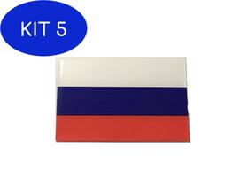 Kit 5 Adesivo resinado da bandeira da Rússia 9x6 cm