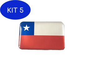 Kit 5 Adesivo resinado da bandeira do Chile 9x6 cm