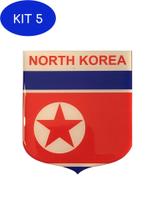 Kit 5 Adesivo Resinado Em Escudo Da Bandeira Da Coréia Do