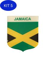 Kit 5 Adesivo Resinado Em Escudo Da Bandeira Da Jamaica - Mundo Das Bandeiras