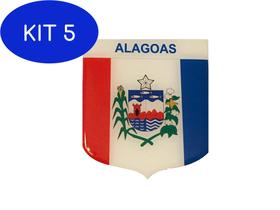 Kit 5 Adesivo Resinado Em Escudo Da Bandeira De Alagoas