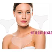 Kit 5 Adesivos Anti Rugas e Linhas Silicone Para Colo Reutilizável