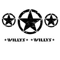 Kit 5 Adesivos Jeep Renegade Willys Estrela Militar - Preto