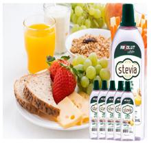 kit 5 Adoçante Dietético Stévia 100ml Natural Não Amarga